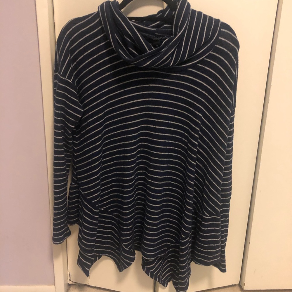 Fleece Turtleneck Striped Sweater